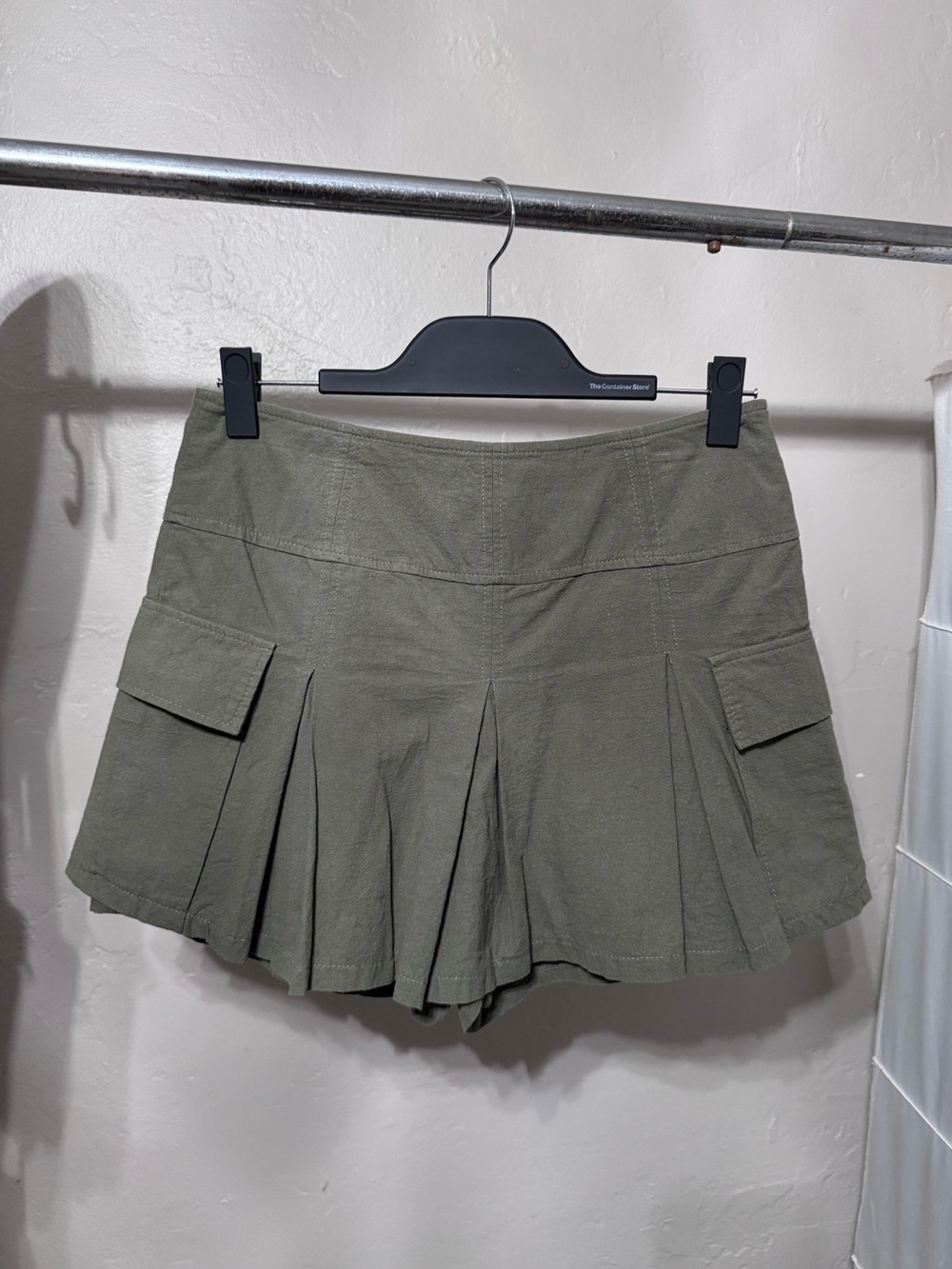 Kirious Los Angeles Olive Green Pleated Cargo Skort Mini Skirt Size M